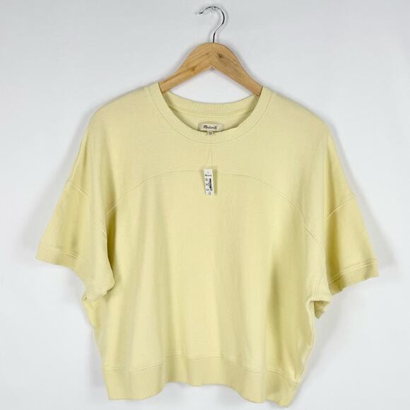 Madewell Top Womens XL Yellow Ribbed Muscle Tee Crew Neck Botanical Dye - Picture 2 of 11